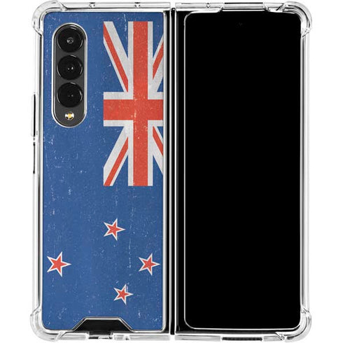 New Zealand Flag Distressed Galaxy Z Fold4 5G Clear Case
